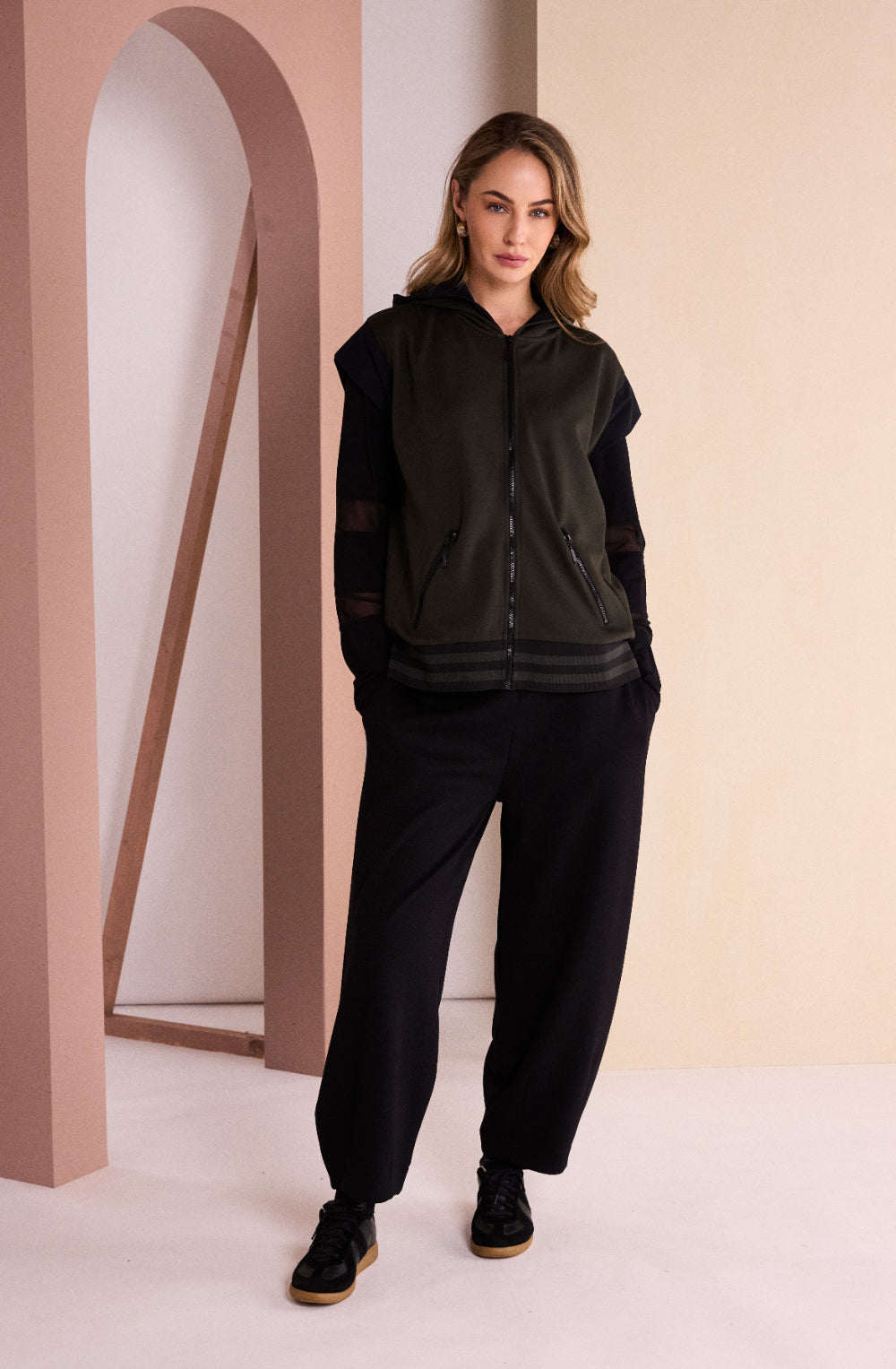 Black Jersey Barrel Leg Trousers