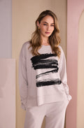 Taupe Bold Brushstroke Design Top