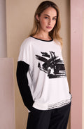 Chocolate Bold Placement Print Top