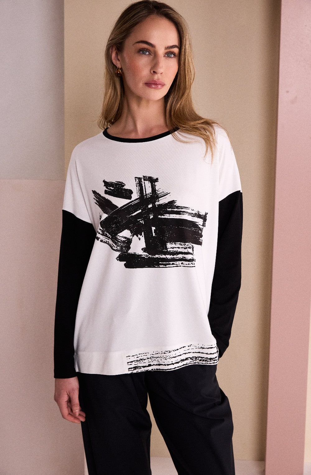Chocolate Bold Placement Print Top