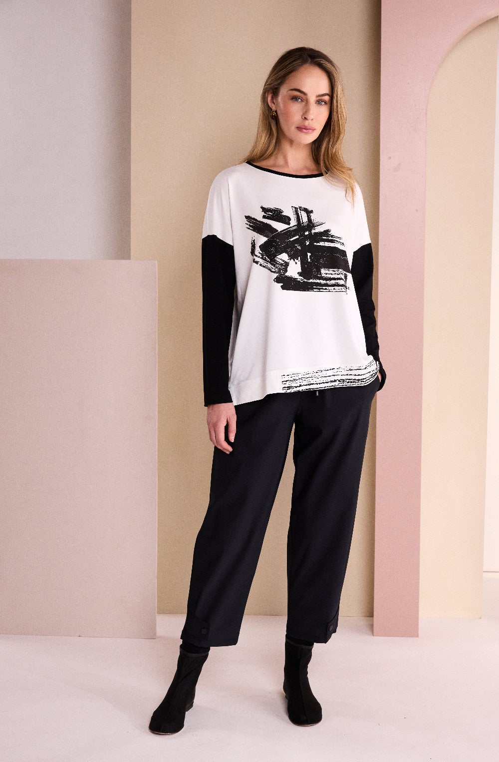 Chocolate Bold Placement Print Top