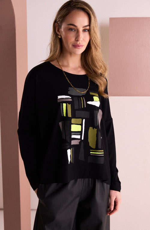 Oversized Bold Front Design Top
