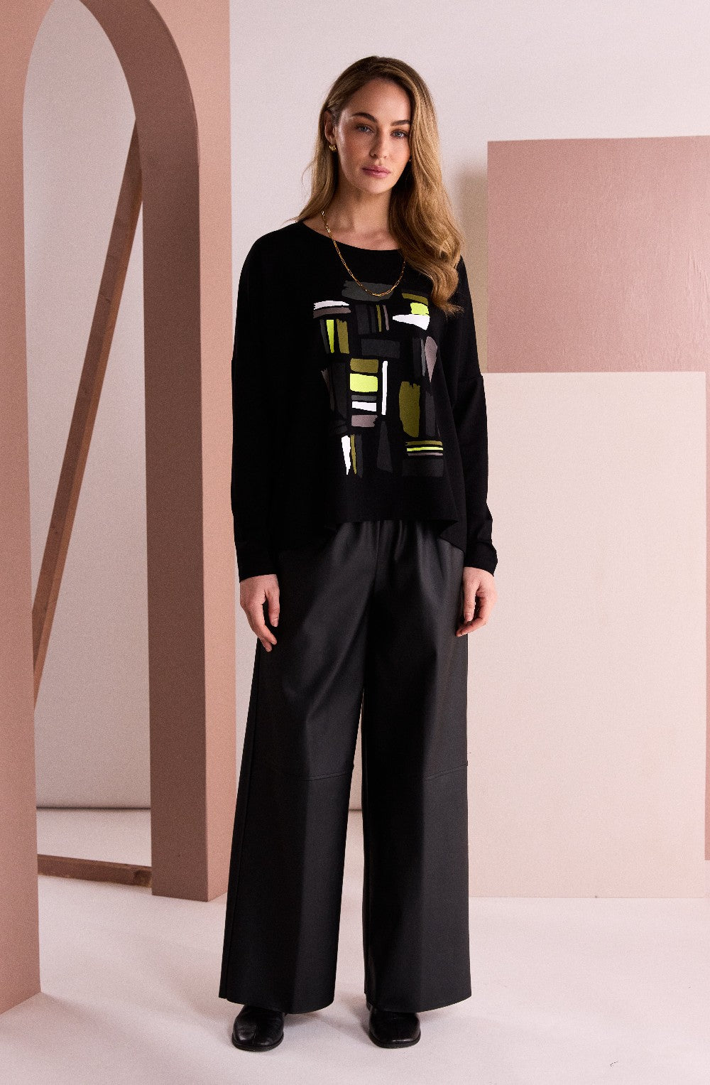 Oversized Bold Front Design Top
