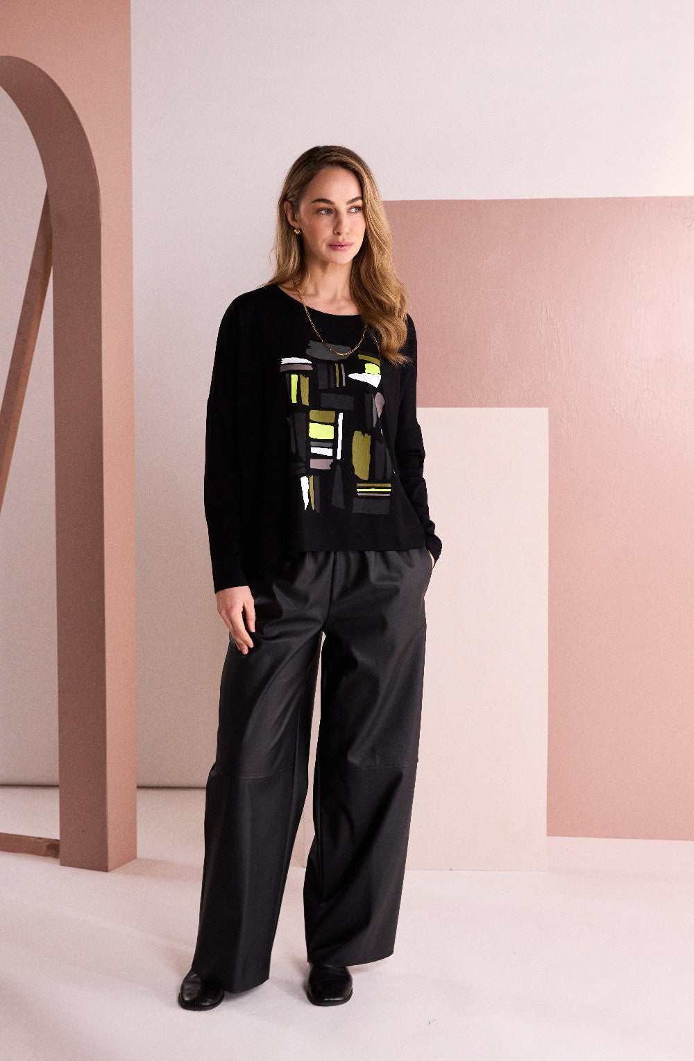 Oversized Bold Front Design Top