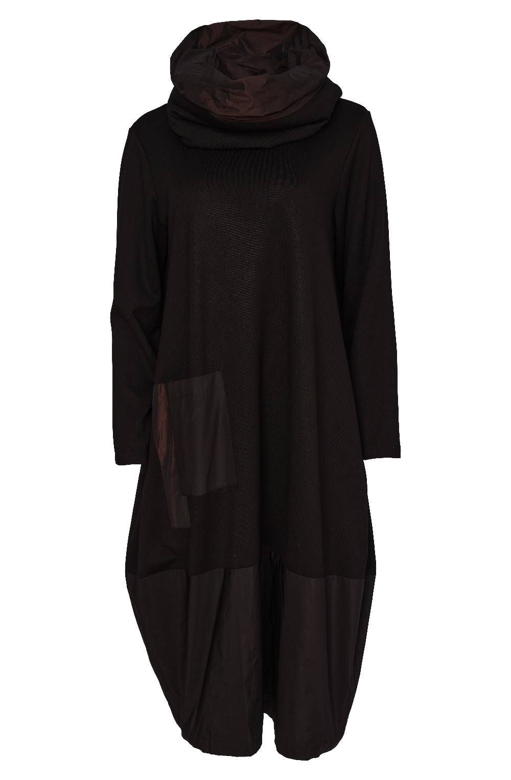 Black and Chocolate Removable Snood Dress with Included Necklace