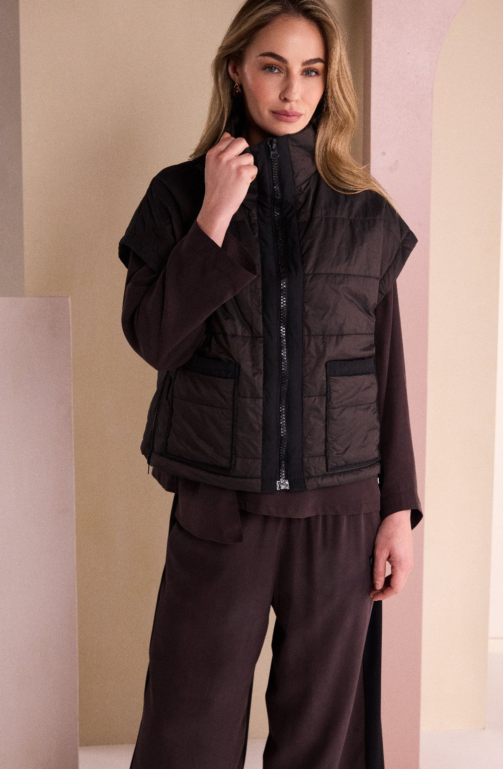 Chocolate Quilted Waistcoat