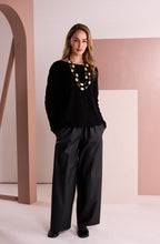 Black Textured Stripe and Circle Jumper