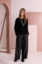 Black Textured Stripe and Circle Jumper