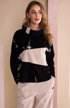 Black & Stone Block Patterned Top
