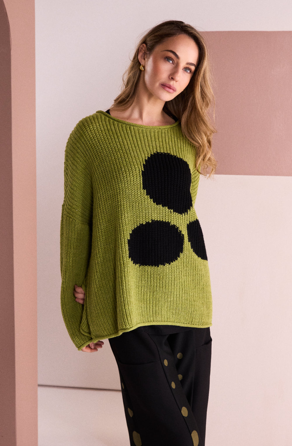 Avocado and Black Splodge Jumper