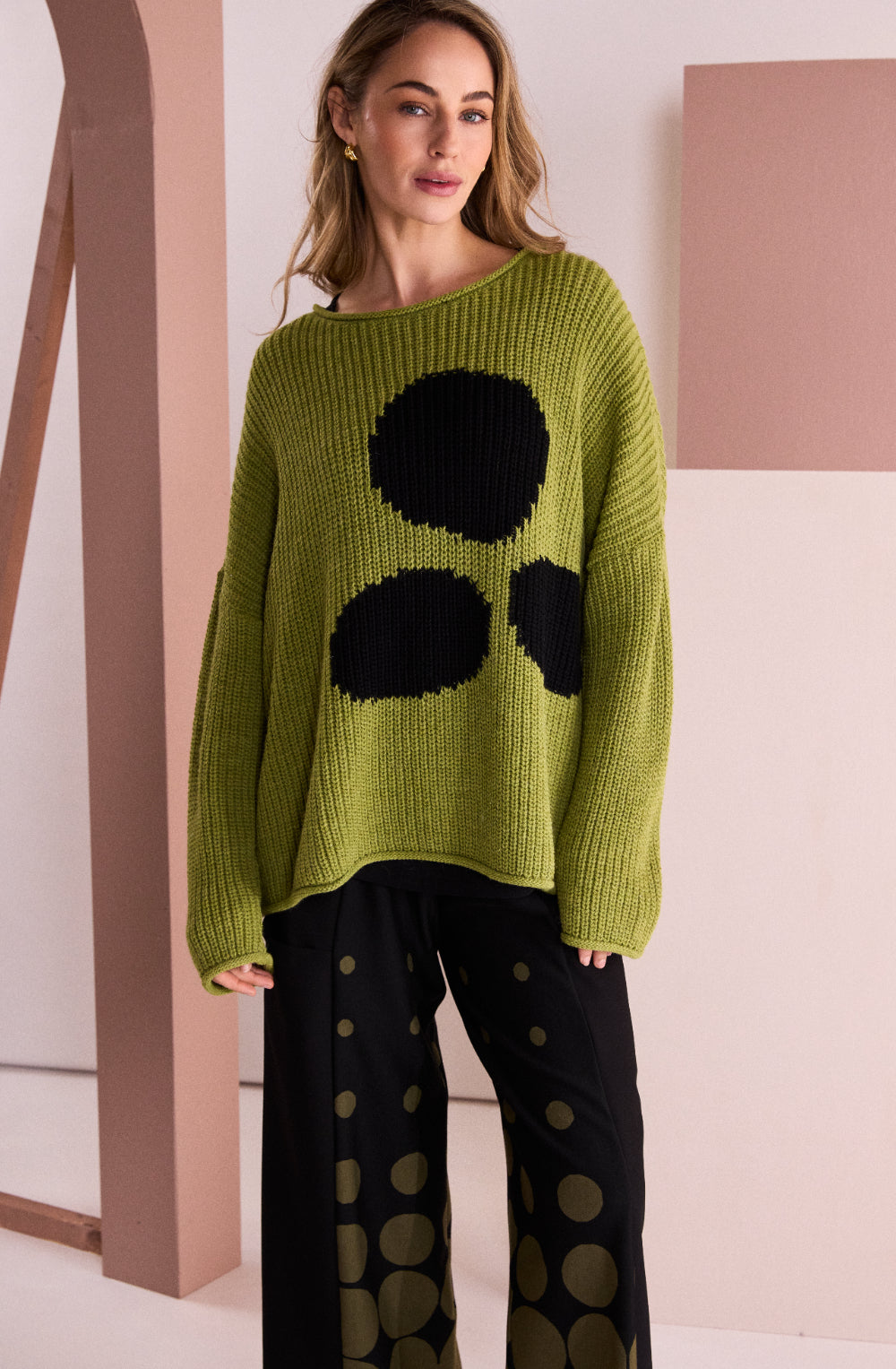Avocado and Black Splodge Jumper