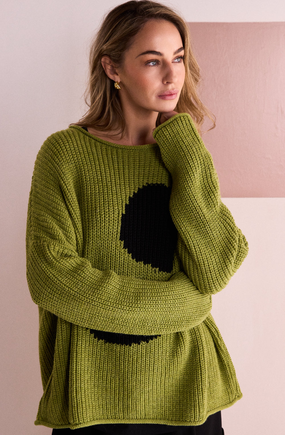 Avocado and Black Splodge Jumper