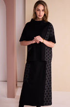 Black and Grey Spotted Panel Funnel Neck Top