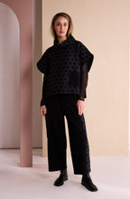 Black and Grey Spotted Side Panel Wide Leg Trousers