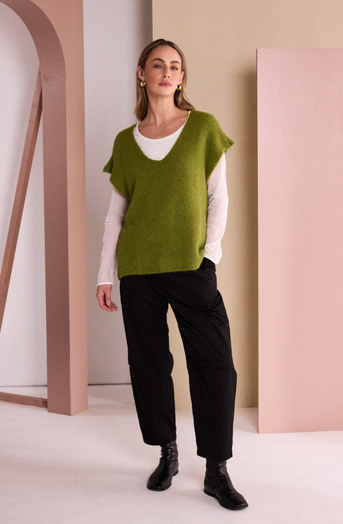 Avocado V-Neck Knitted Slip Over