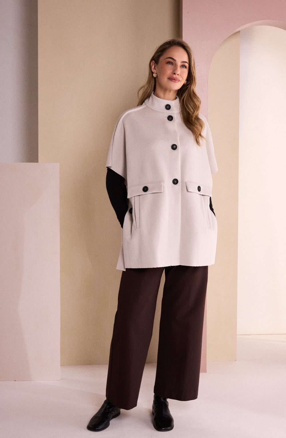 Chocolate Weighted Jersey Wide Leg Trousers