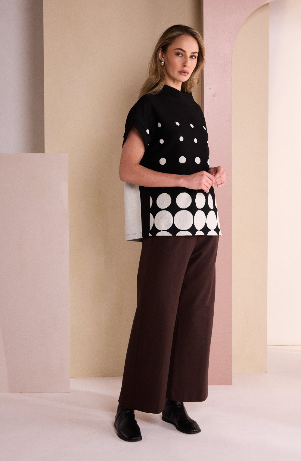 Chocolate Weighted Jersey Wide Leg Trousers