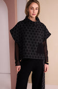 Black and Grey Spotted Side Zip Detail Jumper