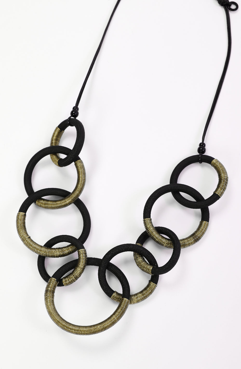 Avocado Gold and Black Hooped Necklace