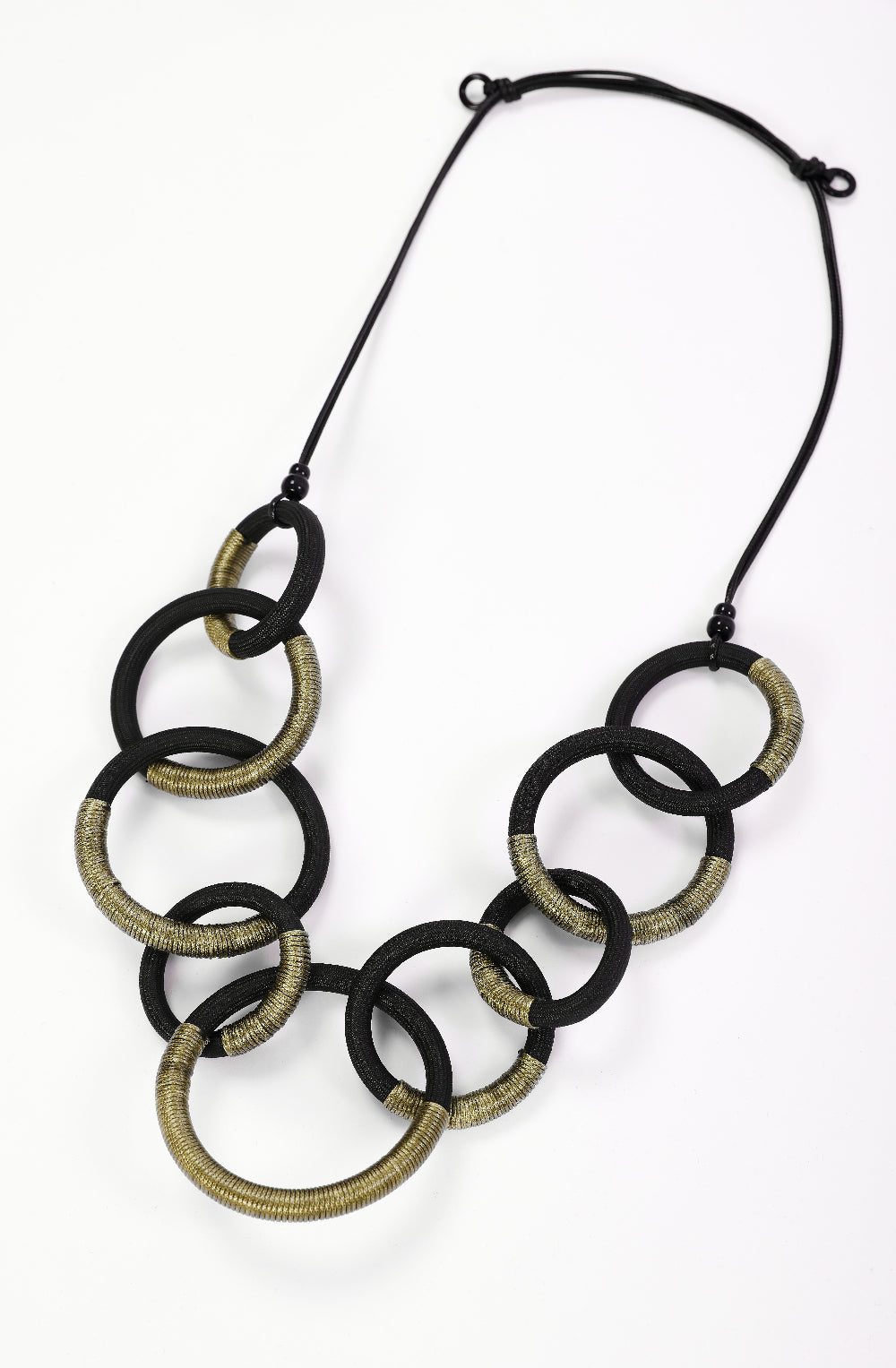 Avocado Gold and Black Hooped Necklace