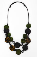 Avocado and Black Linked Disc Necklace