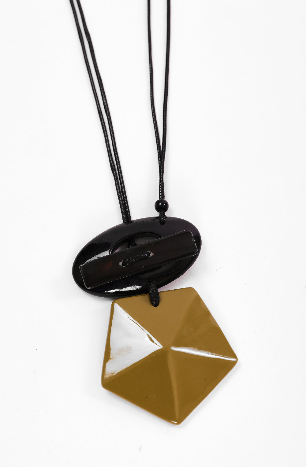Avocado Gold and Black Pentagon Pendant Necklace