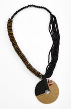Black and Avocado Bead and Disc Necklace