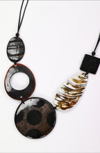 Black and Sand Textured Pendant Necklace