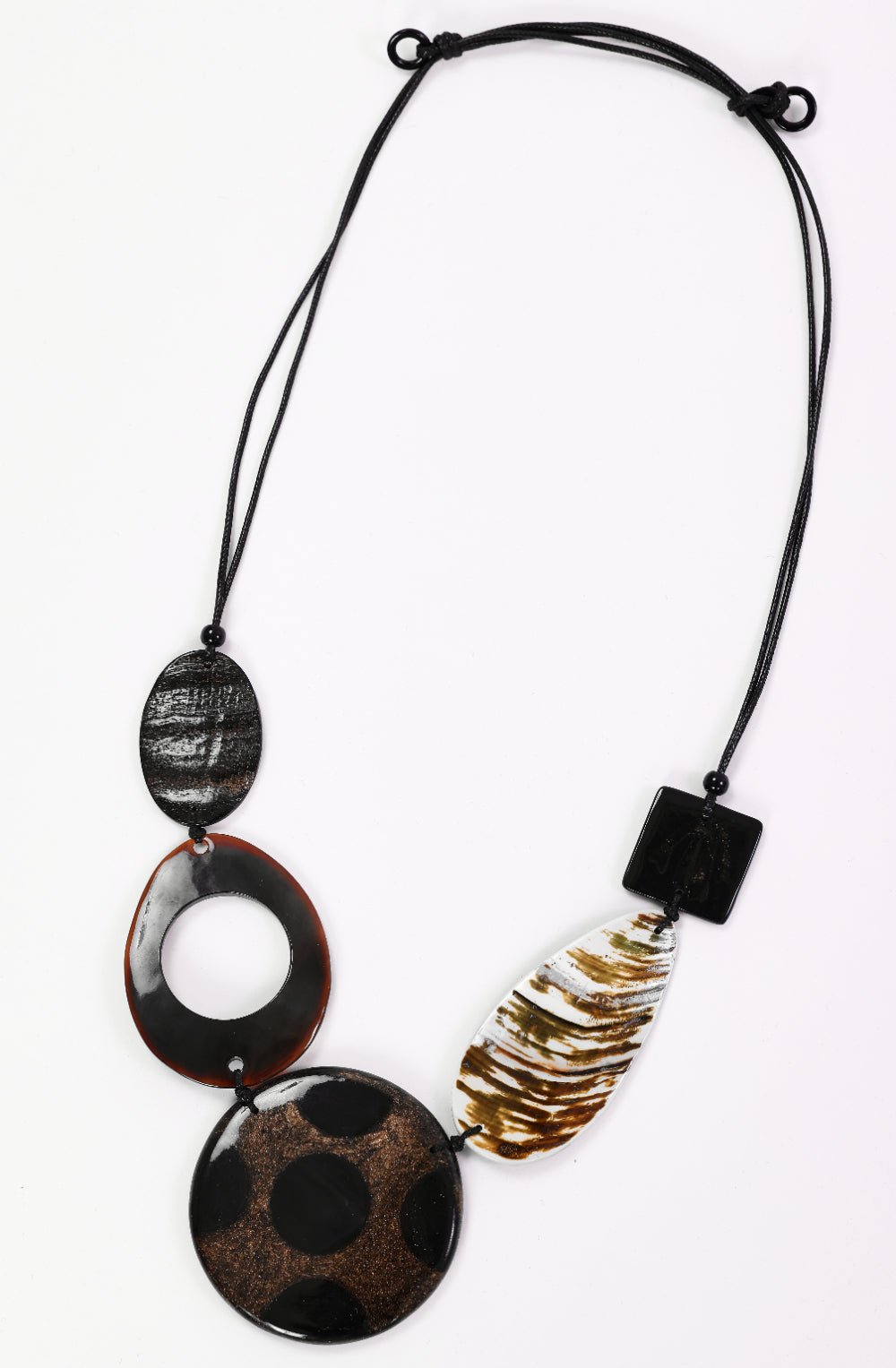 Black and Sand Textured Pendant Necklace