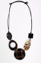 Black and Sand Textured Pendant Necklace