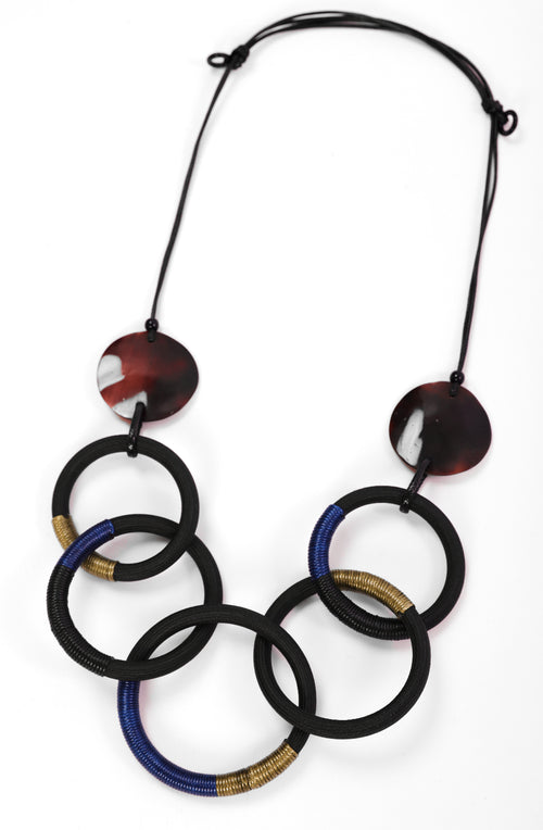 Chocolate Brown Plaited Hooped Necklace