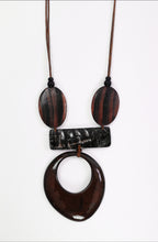 Chocolate Brown and Black Statement Pendant Necklace