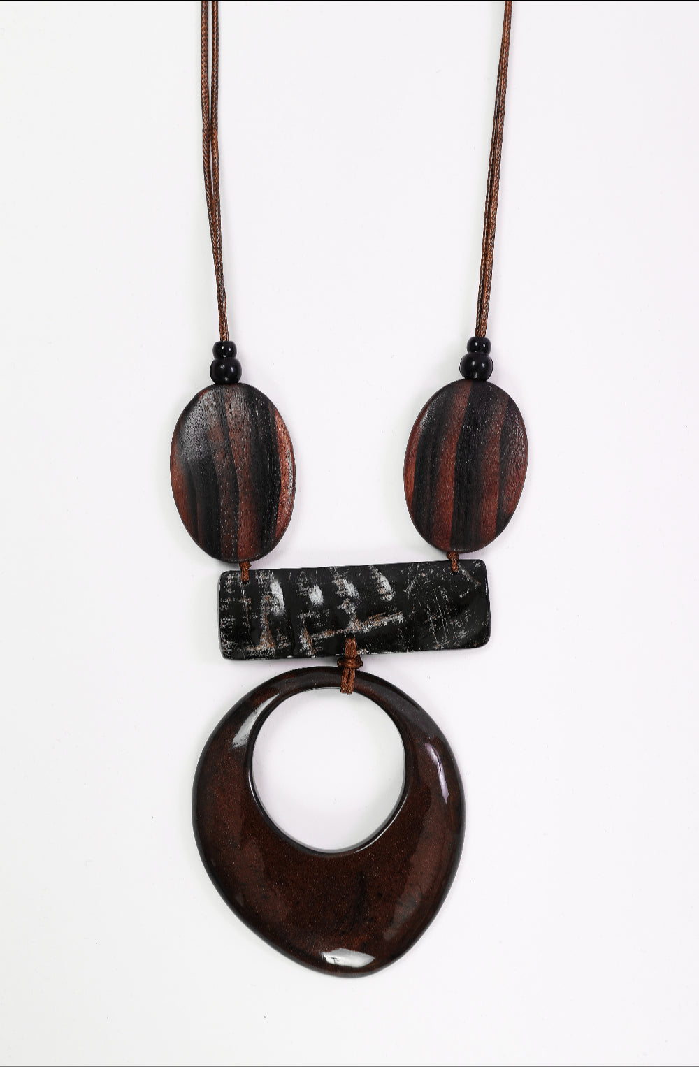 Chocolate Brown and Black Statement Pendant Necklace
