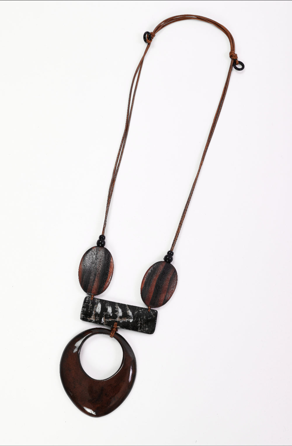 Chocolate Brown and Black Statement Pendant Necklace