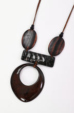 Chocolate Brown and Black Statement Pendant Necklace