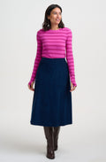 Teal Deidre Corduroy Midi Skirt