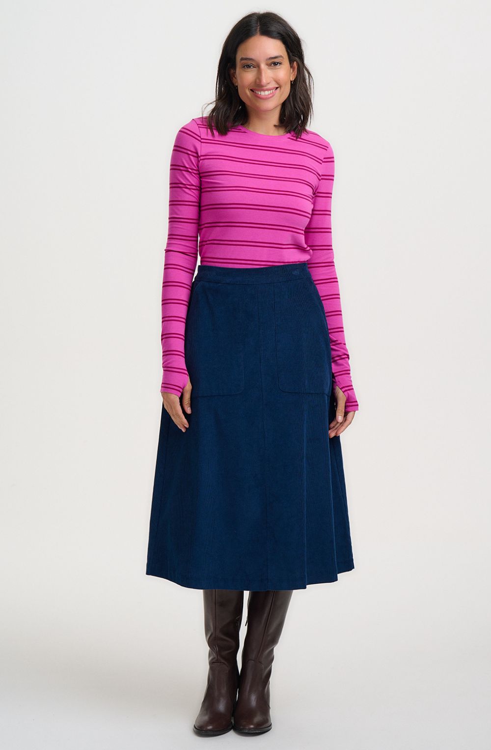 Teal Deidre Corduroy Midi Skirt