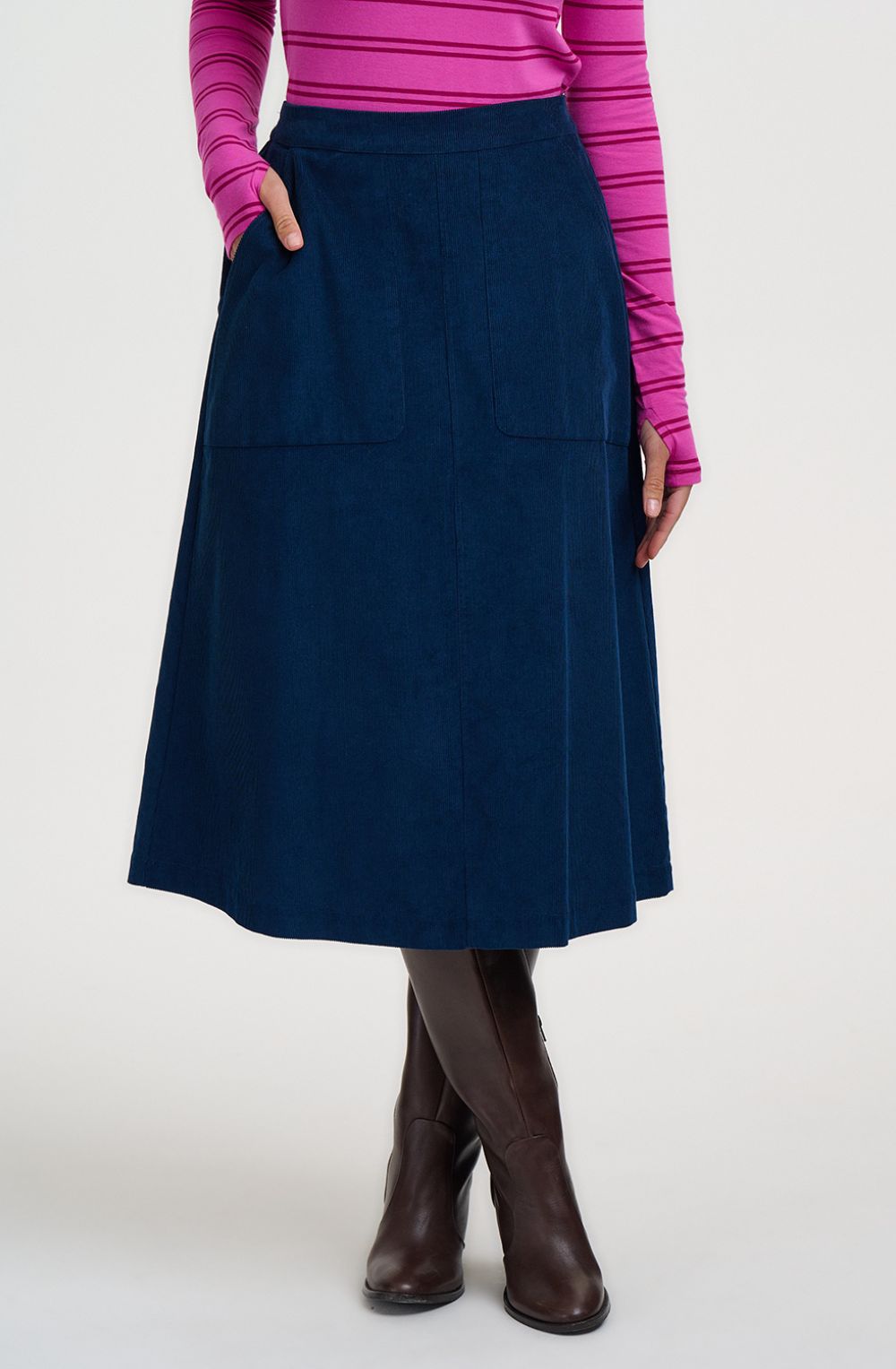 Teal Deidre Corduroy Midi Skirt