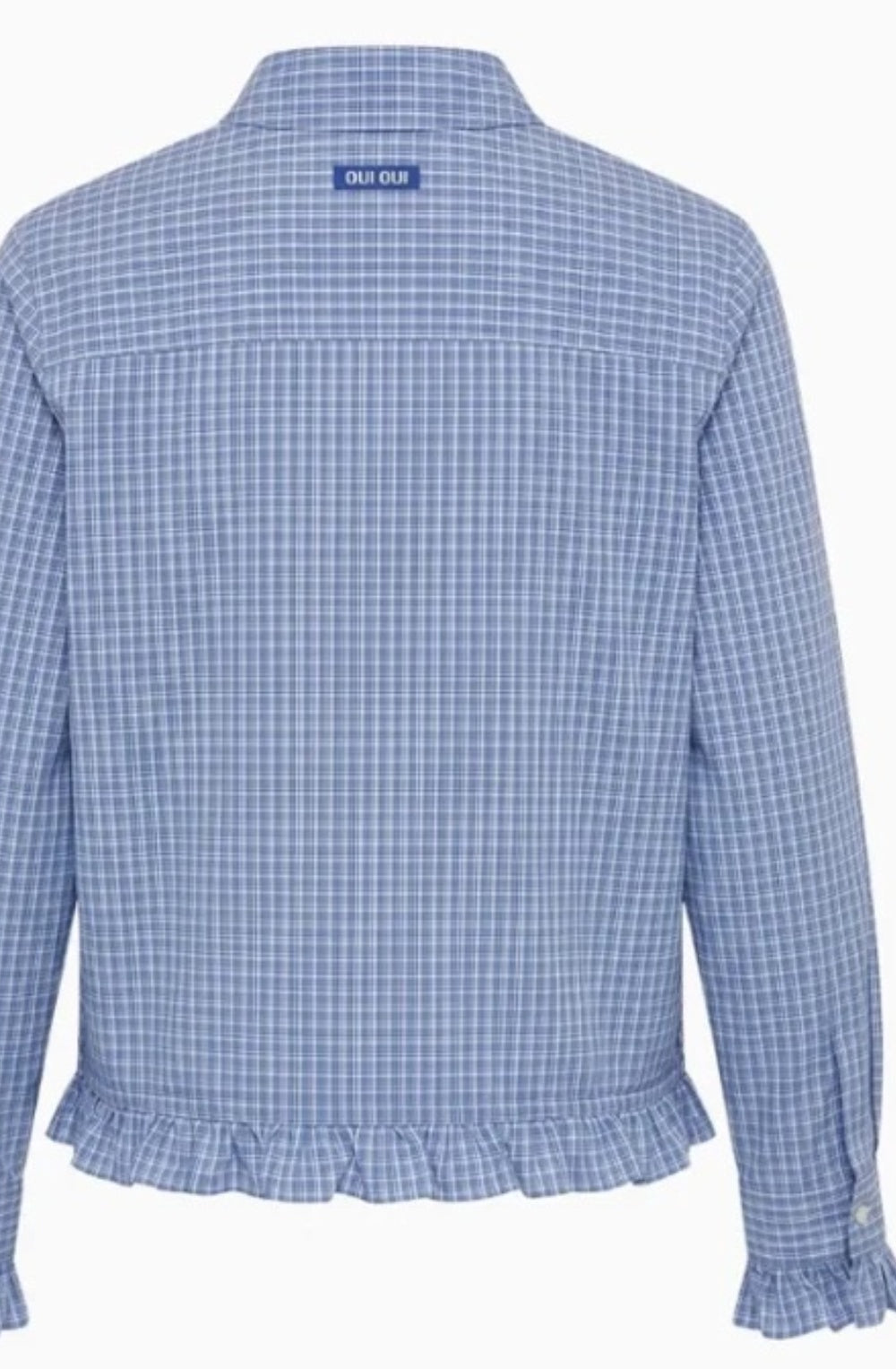 Blue Checked Ruffle Shirt