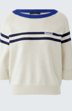 Cream & Blue Contrasting Stripe Jumper