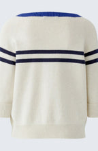 Cream & Blue Contrasting Stripe Jumper