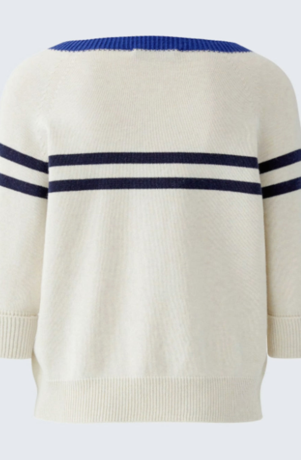 Cream & Blue Contrasting Stripe Jumper