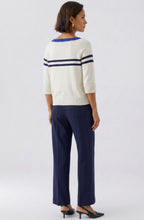 Cream & Blue Contrasting Stripe Jumper