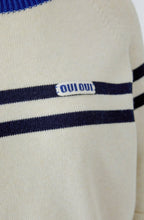 Cream & Blue Contrasting Stripe Jumper