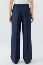 Dark Blue & Grey Soft Checked Trousers with Pleat