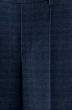 Dark Blue & Grey Soft Checked Trousers with Pleat