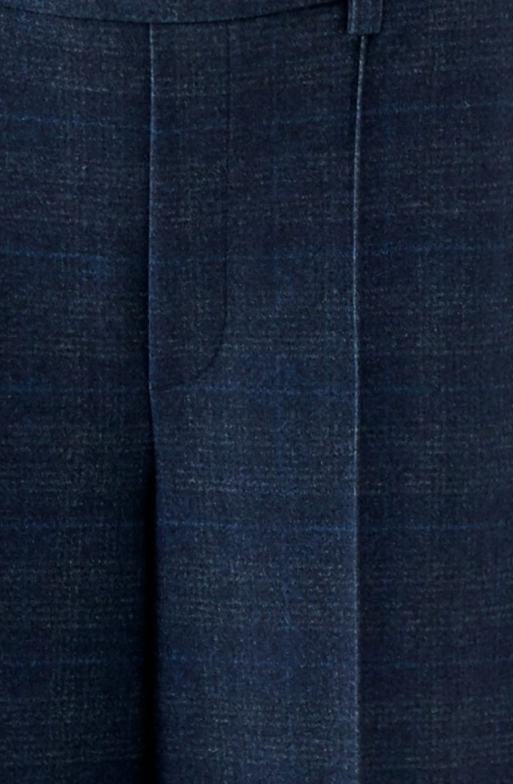 Dark Blue & Grey Soft Checked Trousers with Pleat