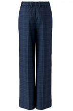 Dark Blue & Grey Soft Checked Trousers with Pleat