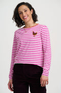 Magenta Chicken Embroidery Brunswick Jersey Top