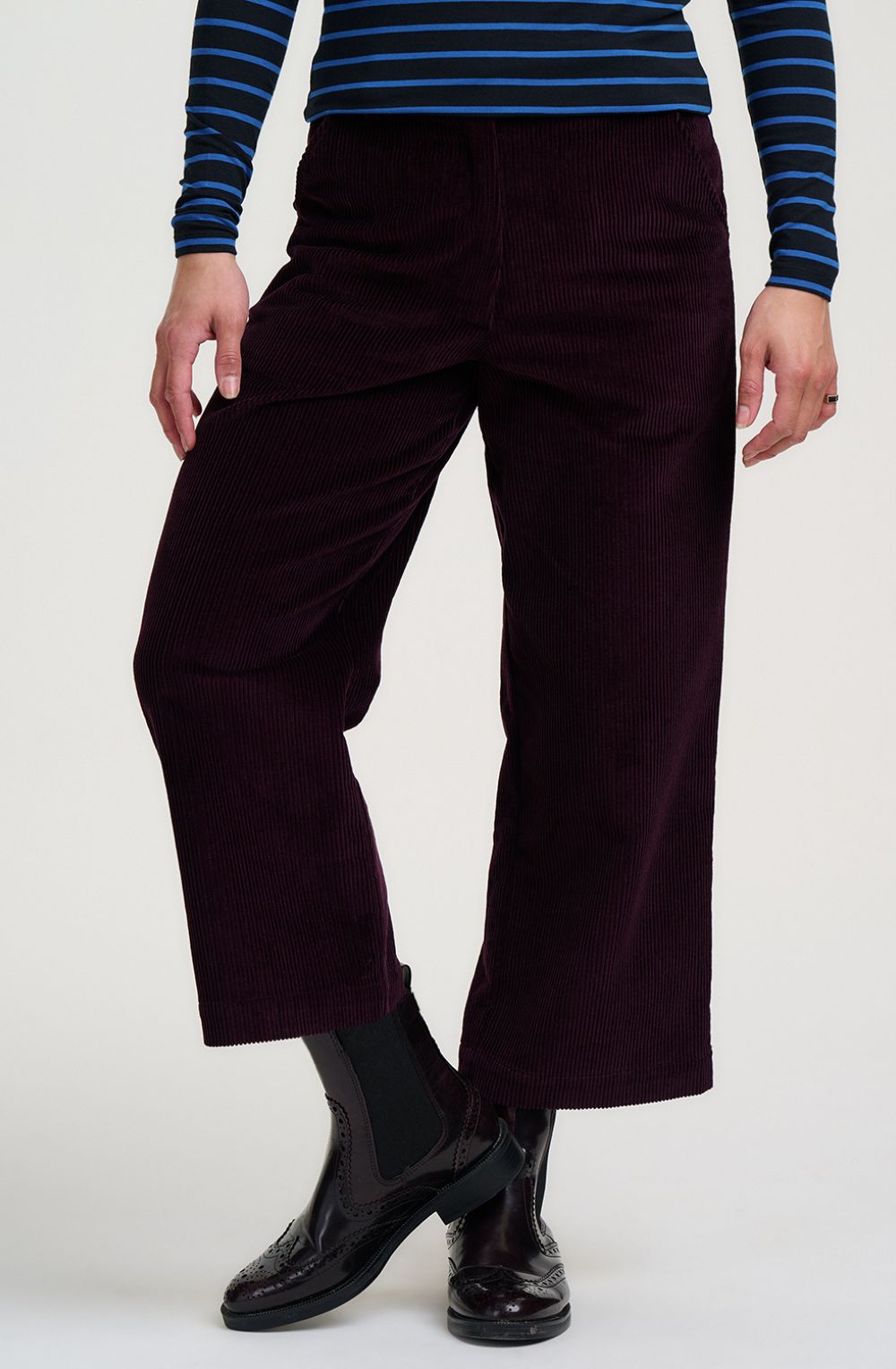 Dark Plum Lindley Cord Cropped Trousers